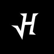 White 'H' on a black background